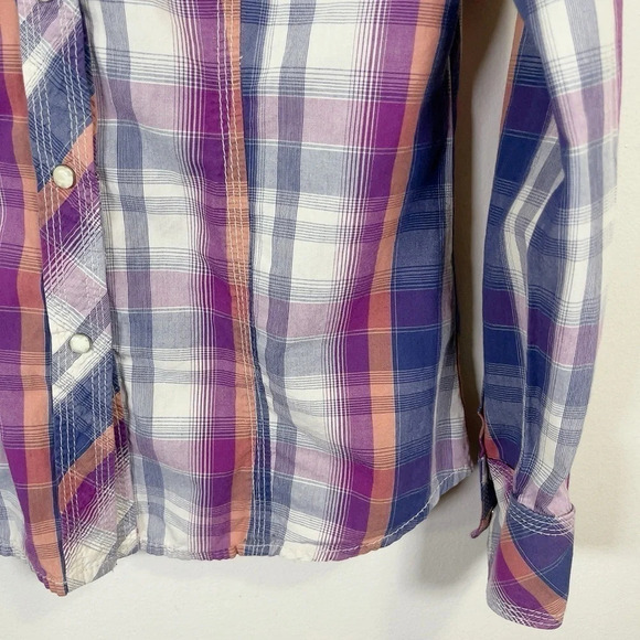 True Religion Plaid Men's Long Sleeve Snap Button Western Shirt - Picture 5 of 16